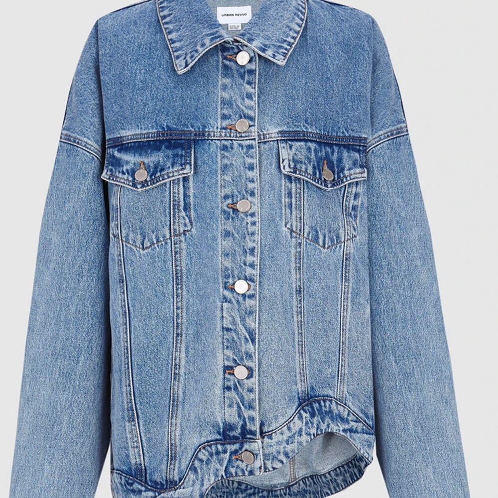 Urban Revivo Blue Denim Jacket with wave hem.